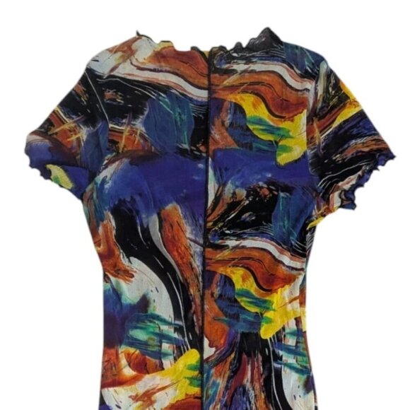 Womens Mesh Abstract Bodycon Stretch Dress Multicolor - Picture 4 of 4